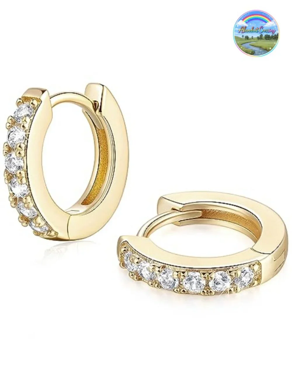 14K Gold Plated Huggie Hoop Earrings for Women with Cubic Zirconia